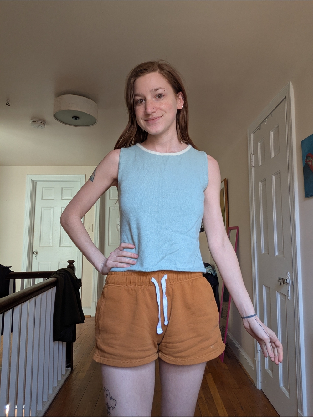 Y2K Baby Blue Cotton and Angora Sleeveless Knit Top